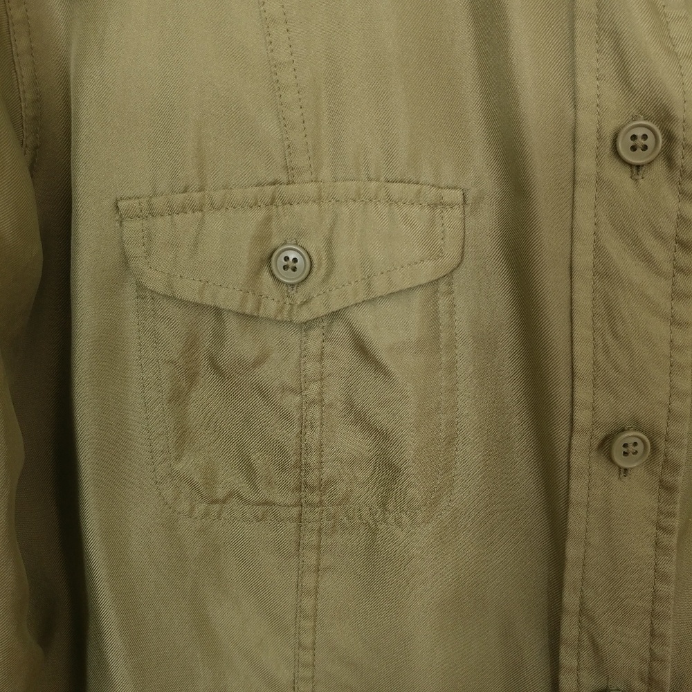 GAP silk olive green button-down shirt medium - Picture 2 of 5